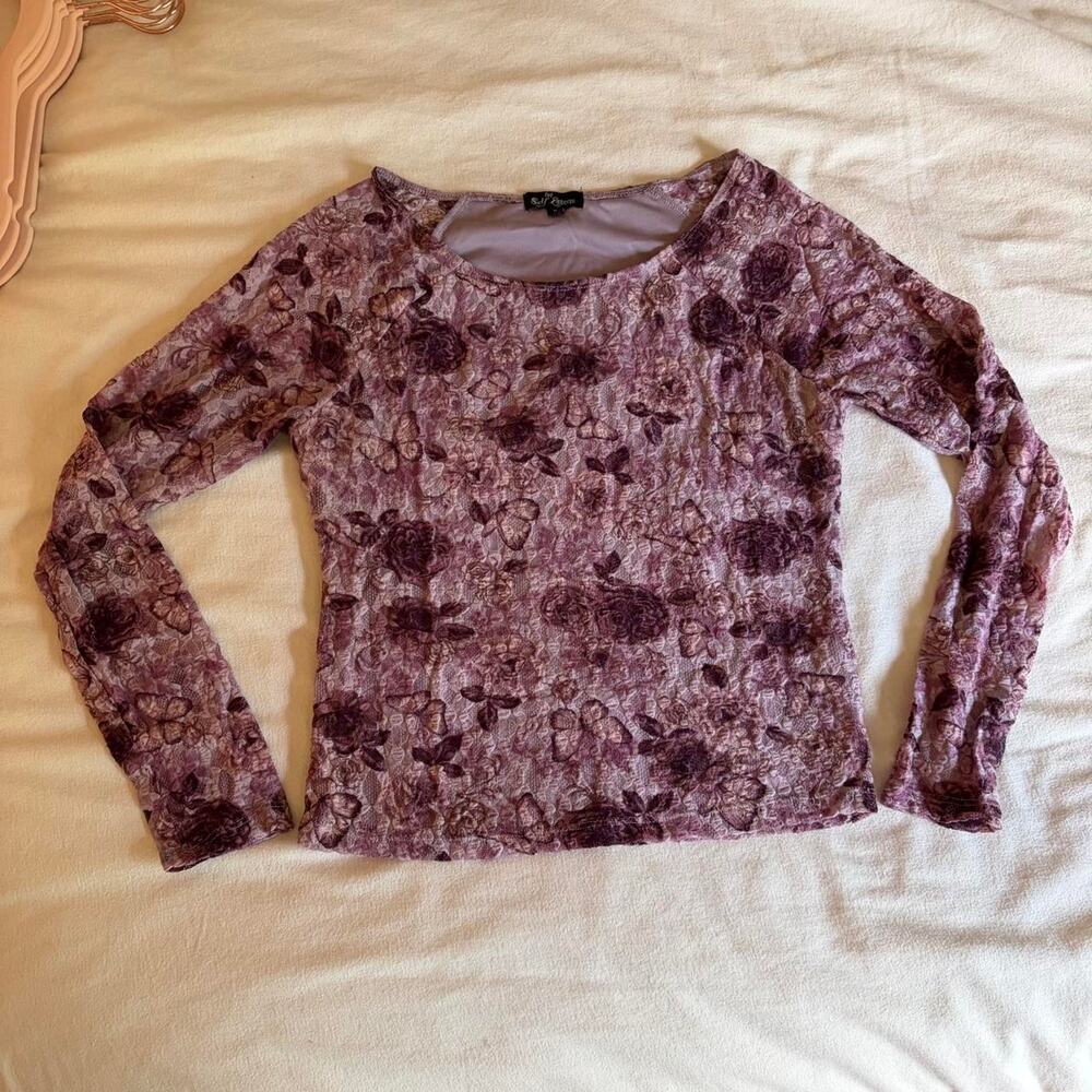 SELF ESTEEM Y2K LONG SLEEVE MESH LACE TOP